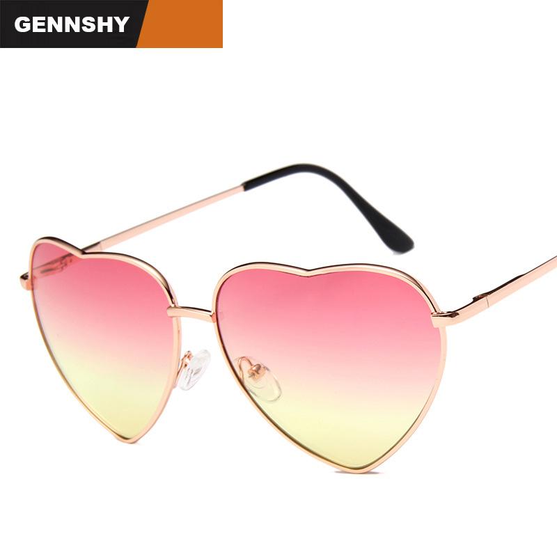 

2020 Fashion Lovely Heart Sunglasses Women Men Peach Shape Ocean Lenses Sun Glasses Lady Man Metal Glasses Spring Temple UV400