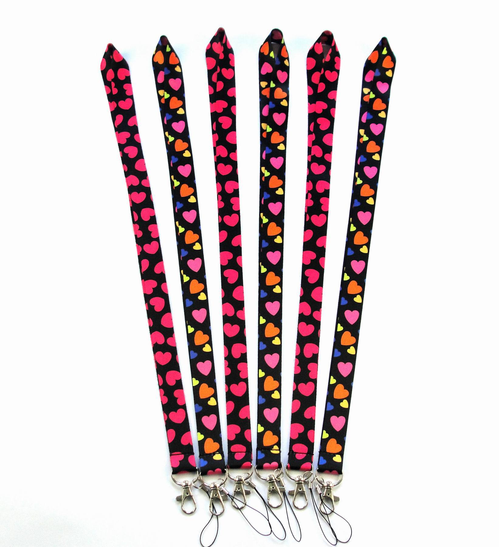 

20pcs Love Heart Lanyard For Keychain ID Card Pass Gym Mobile Phone USB Badge Holder Key Ring Neck Straps Accessories