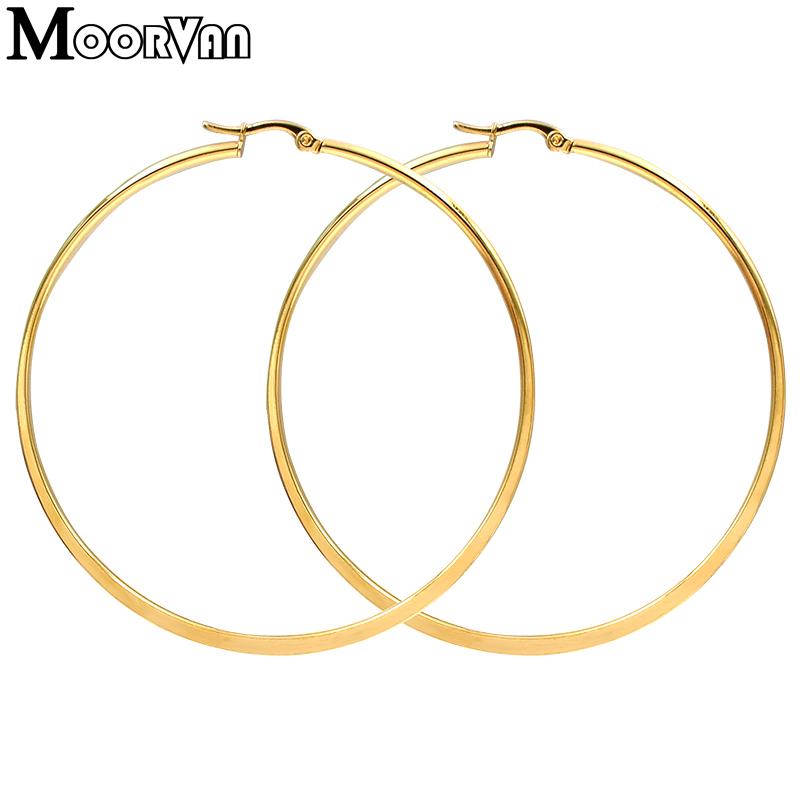 

Moorvan 15mm-110mm stylish women earrings big small round gold color party,stainless steel earring for women,Circle Jewelry V163