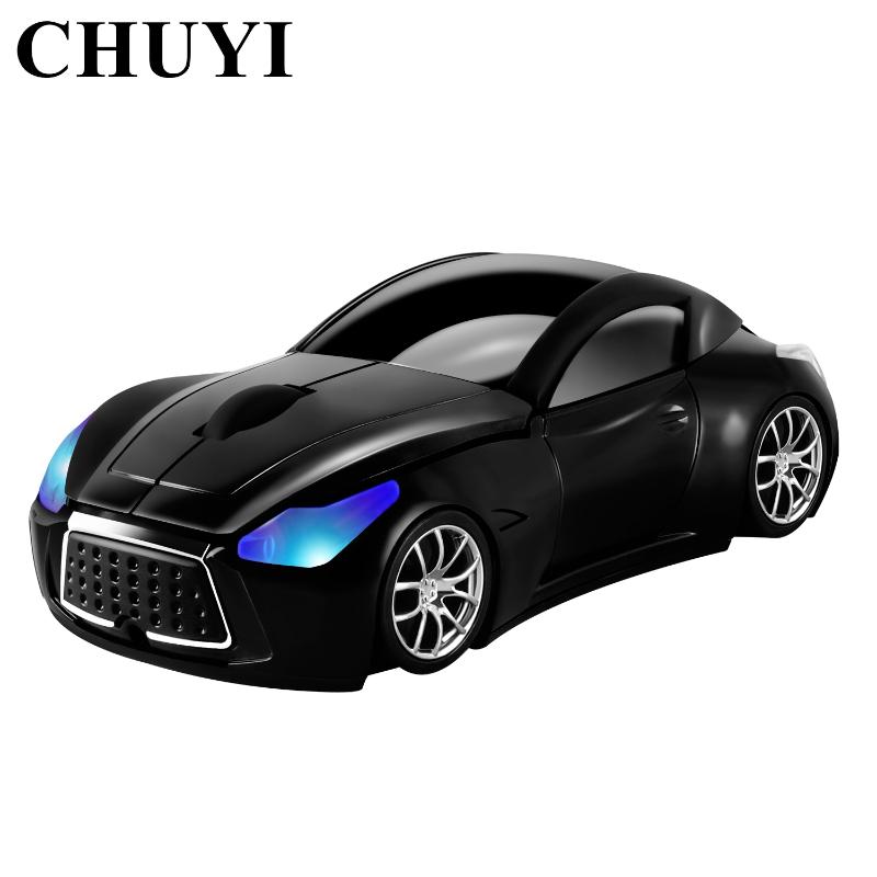 

CHUYI Car Shape Wireless Mouse Usb Optical Computer Mini Mice 3D PC 1600 DPI Gift Mause With LED Light For Kids Notebook Laptop