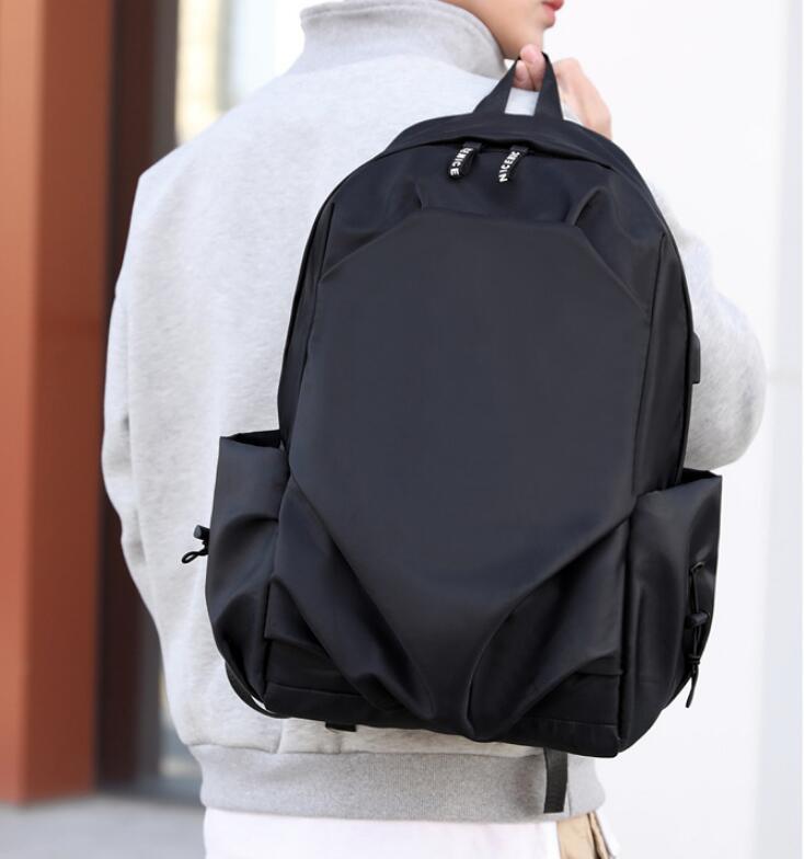 

2021 Men Backpack New Solid Color Fashion School Bag For Teenage Backpacks Unisex Shoulder Travel Bag Male Rucksack, Black