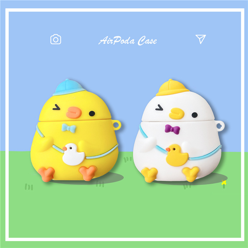 

3D Cute Hat Duck Silicone Earphone Shell For Apple Airpod 2/1 Cover For Airpod pro 3 Earphone Case for Airpods Capa Fundas, A for airpods 1/2
