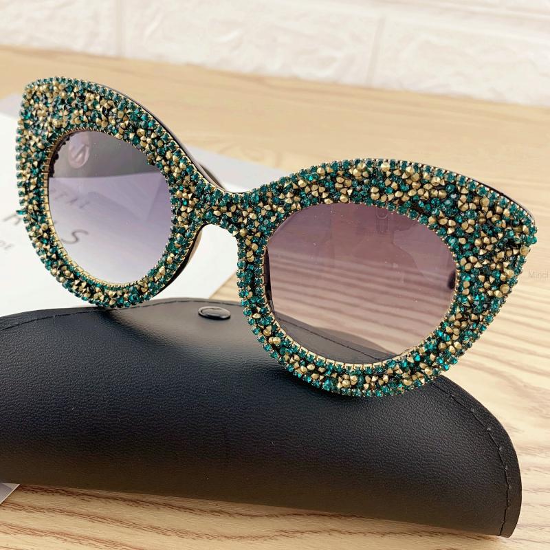 

Sunglasses Fashion Diamond Women Designer Cat Transparent Frame Vintage Shades FML