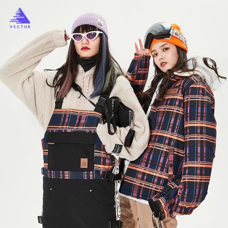 

VECTOR Men Women Ski Suit Ski Jacket+Ski Pants Bib Overalls Winter Warm Windproof Waterproof Outdoor Sports Snowboard Skiing Set, Black
