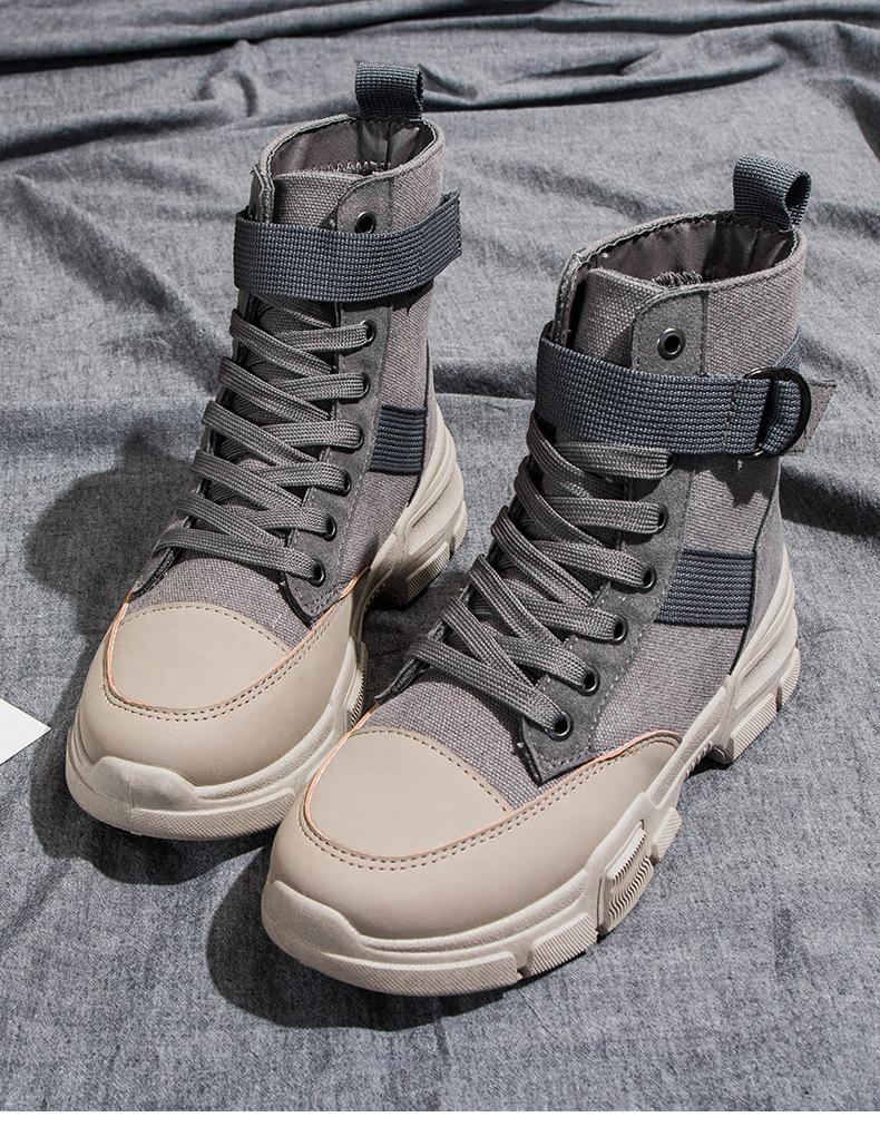 

New Women Girl Snow Boots Boots Korean British Style Woman Leather Sneakers Casual High Top Women's Boot Trend, 01