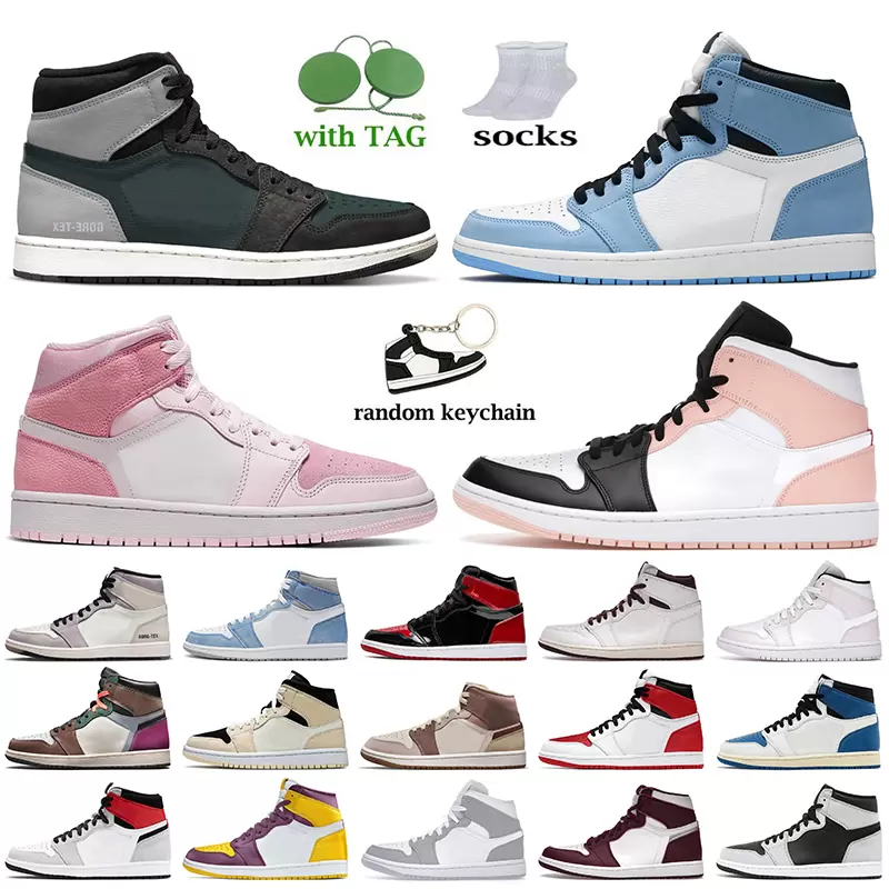 

Jumpman 1 Women Mens Trainers High OG 1s Shoes Element Gore-Tex Black Particle Grey Patent Bred Digital Pink University Blue Wolf Grey Crims