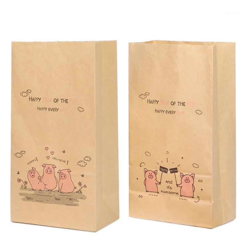 

50PCS Cute Pig Kraft Paper Bags Cookie Gift Bags Sandwich Bread Party Wedding Decoration Wrapping Gift Take Out Paper1