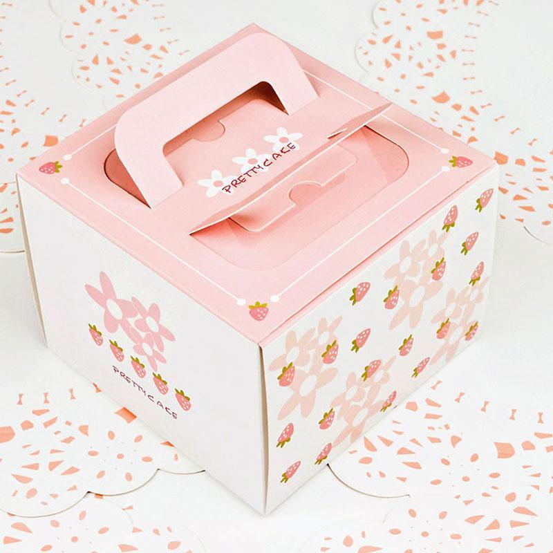 

4 inch Cake Box with Handle 5 Style Paper Cheese Cake Box for Birthday Party1
