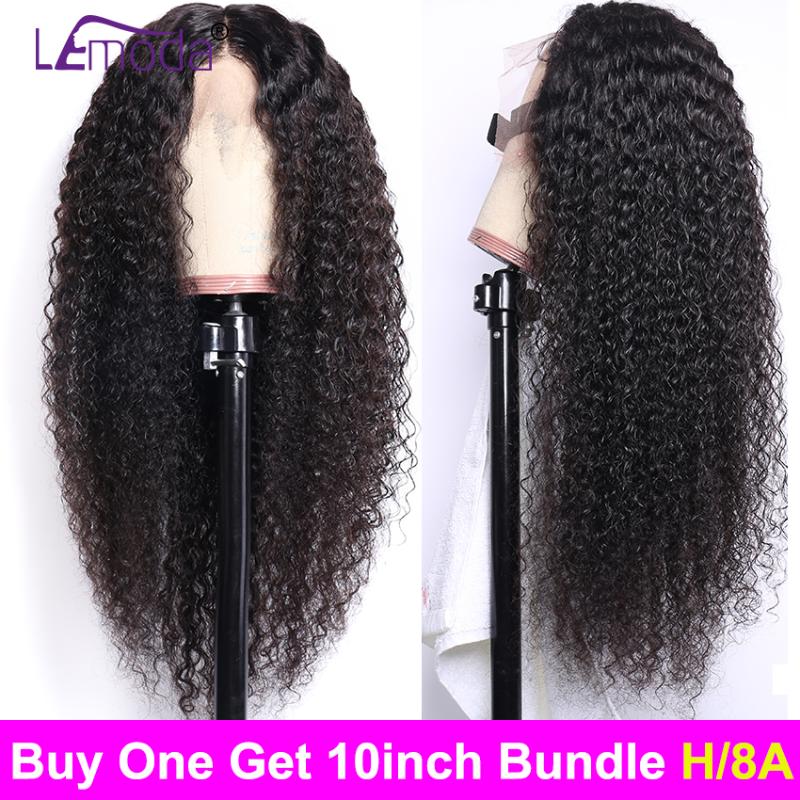 

Deep Wave Wig Brazilian Lace Front Human Hair Wigs For Women 150% Lemoda High Ratio Pre Plucked Remy 13x4 Half Lace Front Wig, Natural color