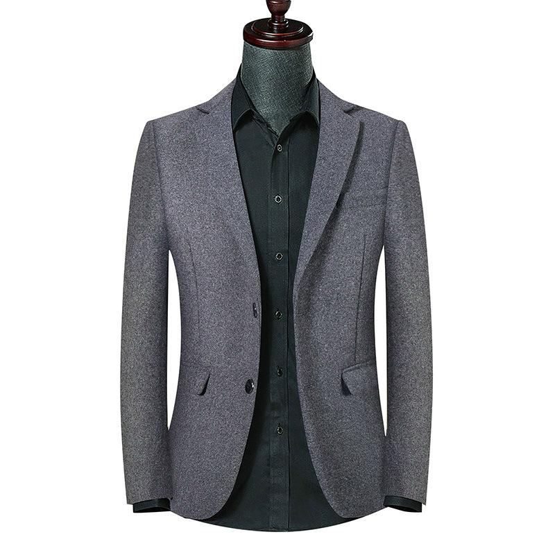

Spring Autumn Men Grey Woolen Suit Jacket Long Sleeve Top Male Casual Oversized Wool Slim Fit Blazer Boys Business Suits 3xl, Black