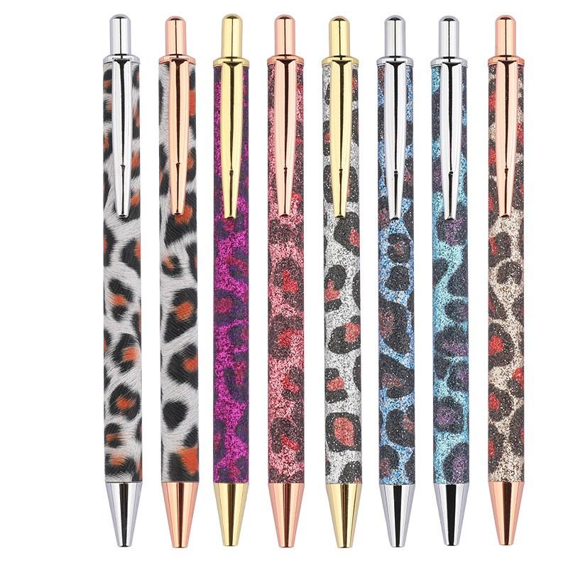 

Leopard ball point pen office cartoon pen DIY metal school supplies, Blue;orange