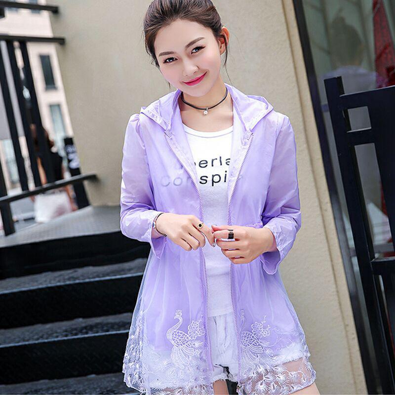 

Women Casual Sun UV Protection Clothes With Embroidered Lace For Summer 88, Pink
