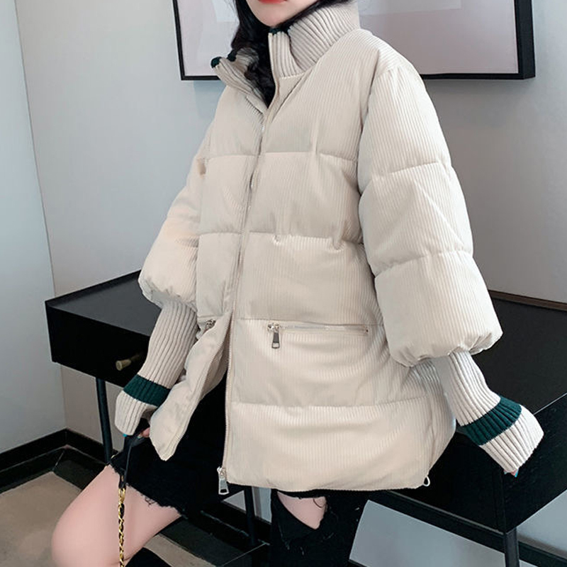 

2021 Oversized Velvet Parkas New Women' Fashions Short Hot Feminine Thicken Streetwear Jacket MLJ9, Beige