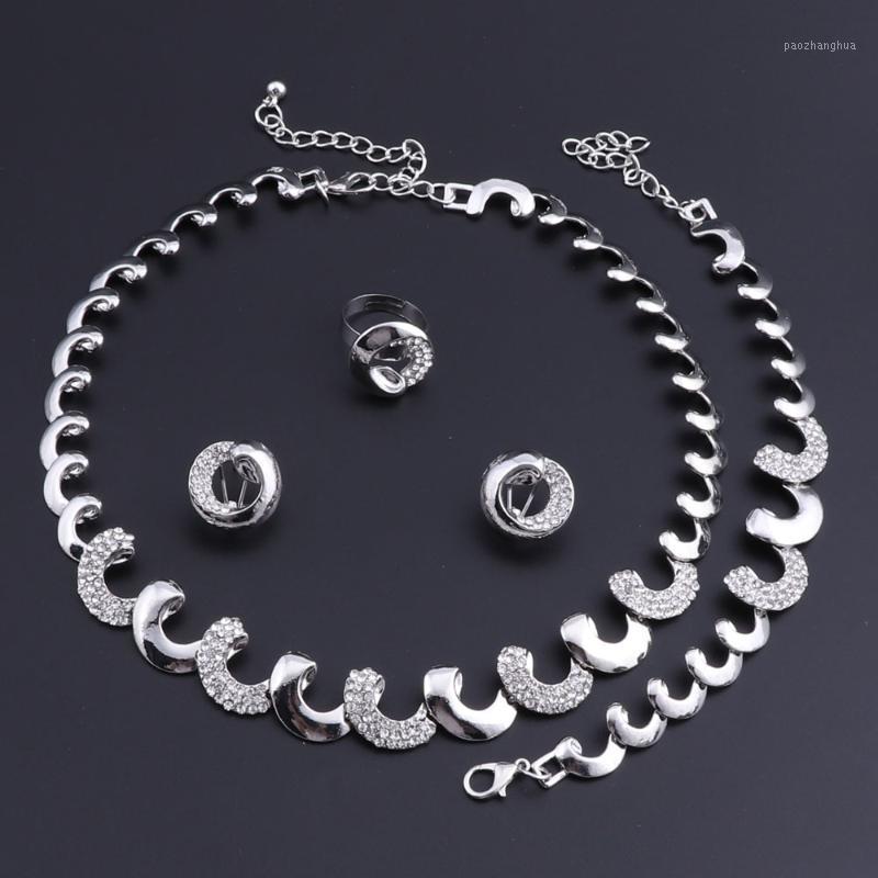 

Earrings & Necklace OEOEOS Fashion Costume Jewelry Sets Women Choker Nigerian African Beads Set Bridal Silver Color Turkish Jewellery