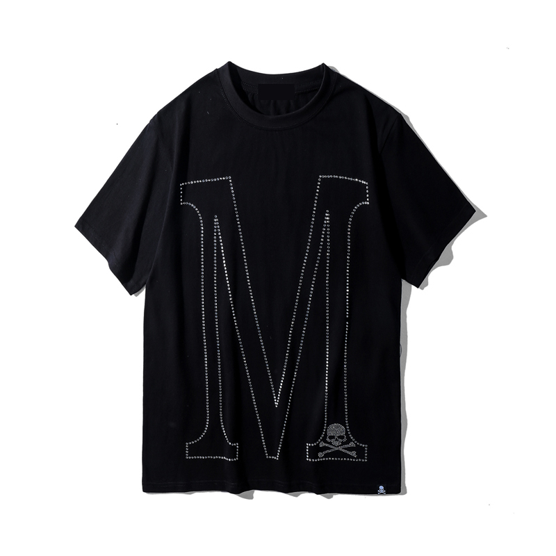 

2021 New Ss Fashion Japan Diamonds Skull Embroidery Women Shirts Tees Hiphop Streetwear Men Cotton t Shirt Mmj World 5srb, Black
