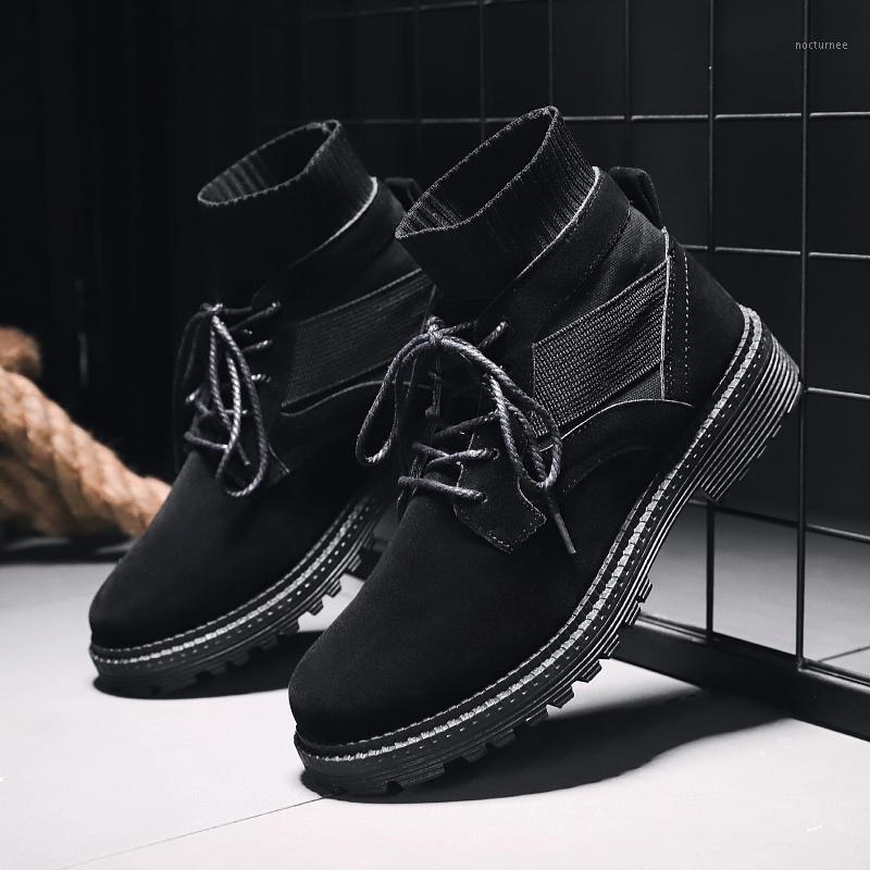 

HAN WILD Quality Men's Boots Winter Autumn Sock Boots Black Warm Fur Waterproof Ankle Outdoor Working Snow Footwear1, Beige