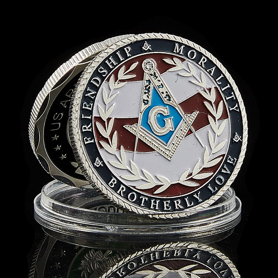 USA Masonic Freemasonry Brotherhood Friendship Morality Veteran Craft Round Double Plated Commemorative Coin-image-631725772