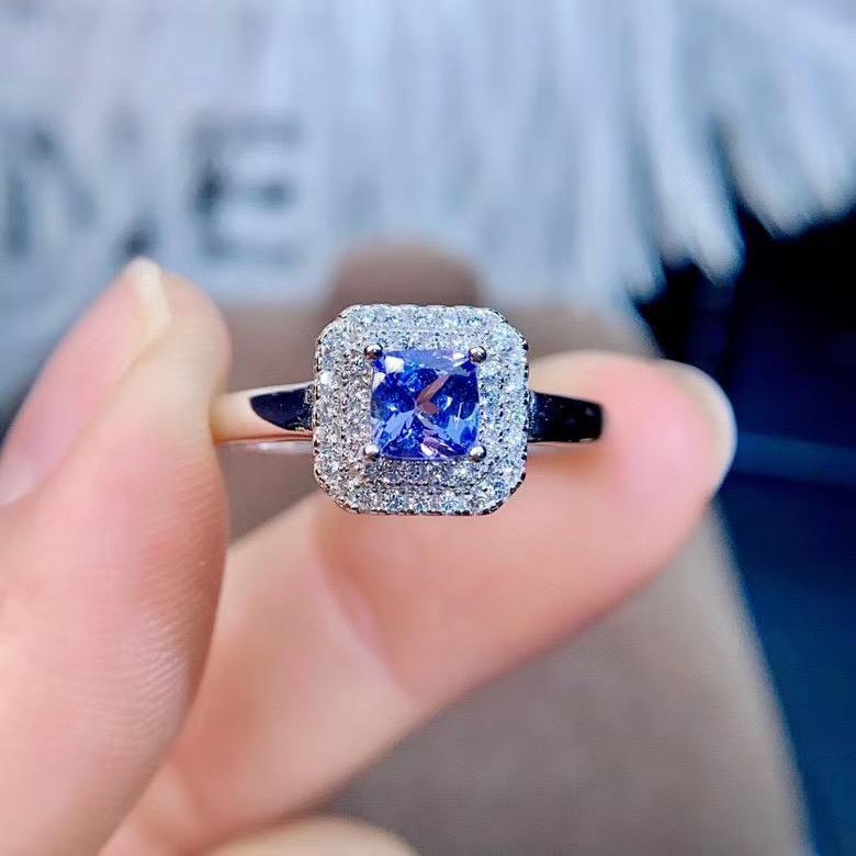 

New Arrival Real Natural Natural And Real Tanzanite Ring Wedding Engagement Rings for Women 925 sterling silver Ring