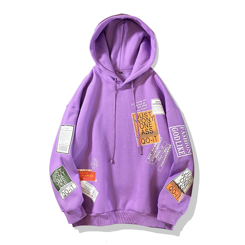 

2021 Casual New Men Classic Hip Hop Purple Hoodies Sweatshirts Streetwear One Piece Brand Black Grey 5ham, W91 4