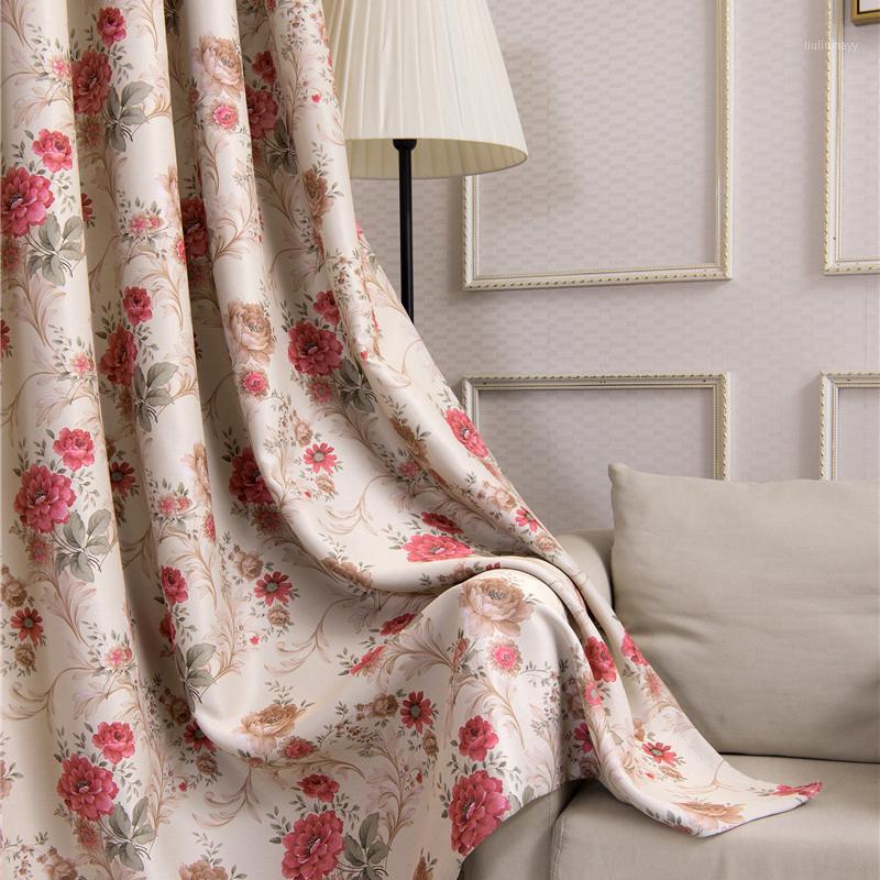 

Red Rose Floral Printed Curtains for Living Room Modern Simple 70-80% Blackout Shading Balcony Window Treatment Drapes JS299C1, Tulle 01