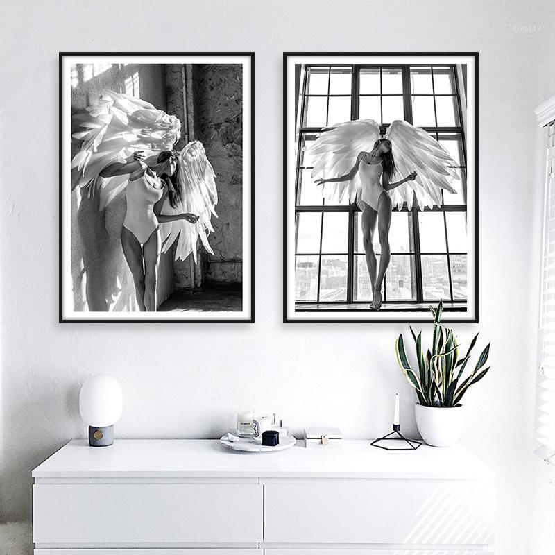 

Angel Wing Canvas Posters And Prints Wall Art Canvas Painting Black White Wall Pictures For Living Room Nordic Decoration Home1