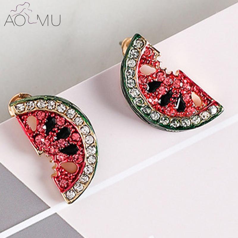 Étalon aomu charmants boucles d'oreilles de fruits mignons pour femmes brrinco petites petites straises de pastèque de pastèque de pastèque