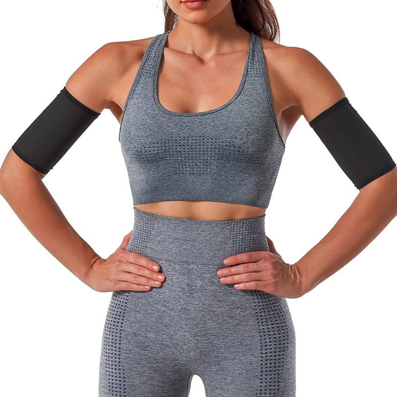 

2pcs/set Sauna Arm Trimmer Running Yoga Solid Sweat Bands Fitness Cycling Sportswear For Women Gym Walking Basketball Elastic, As pic