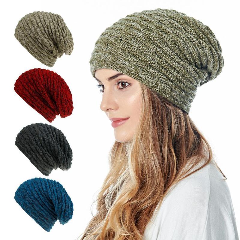 

2020 New Winter Keep Warm Wool Knitted Hat For Women Fashion Hedging Beanie Color Bonnet Men Solid Knit Thicken Soft Cap Sk F2X7