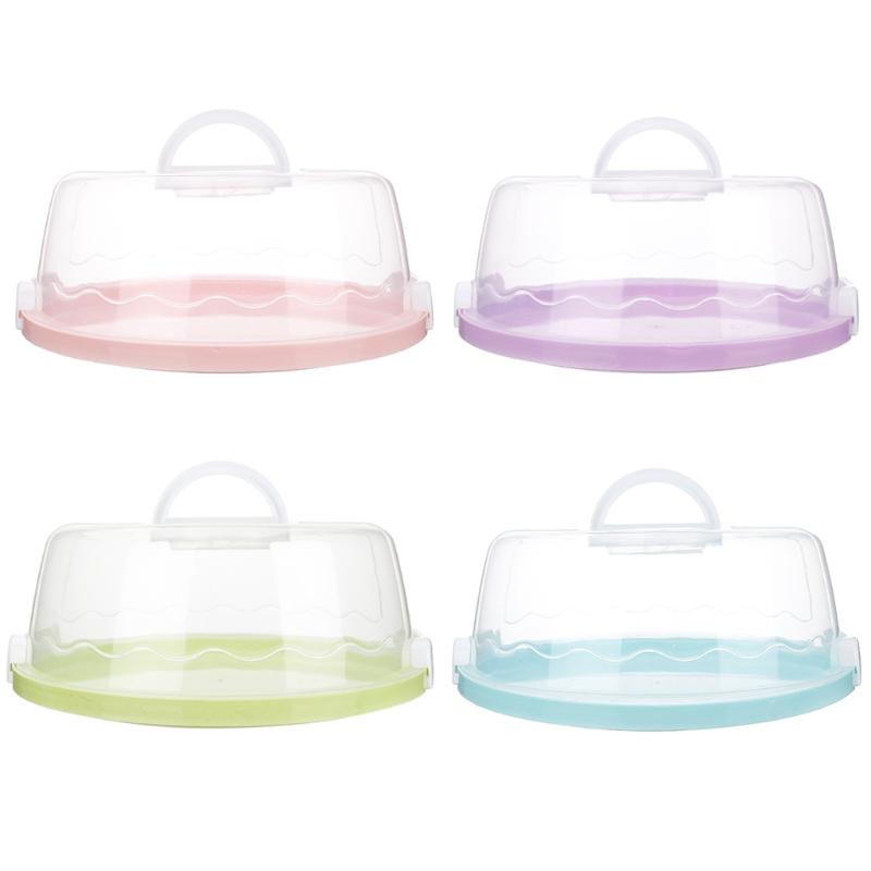 

Portable Plastic Round Cake Box Cupcake Dessert Container Case Sealing Handheld Carrier Wedding Birthday Kitchen Supplies