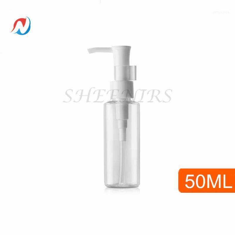 

Free Ship 10PCS 50ml Empty Refillable Clear Plastic Flat Pump Press Bottle Lotion Cleansing Oil Dispenser Cosmetic Container1