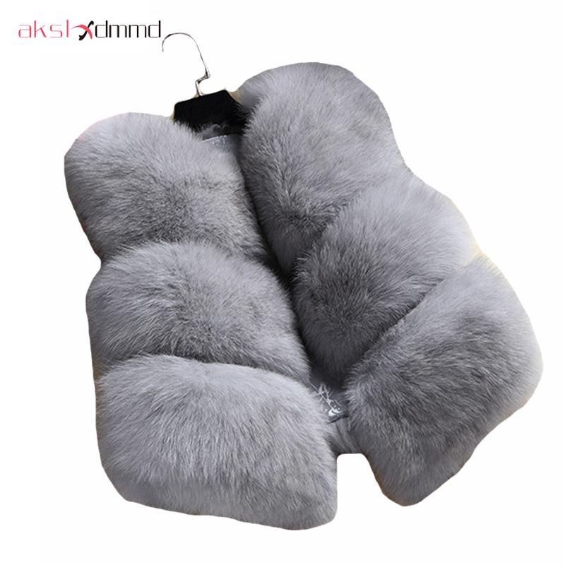 

AKSLXDMMD 2020 Winter Women' Thick Warm Faux Fur Vest High Quality Fashion O-Neck Short Fur Coat For Women Outwear YR063, White