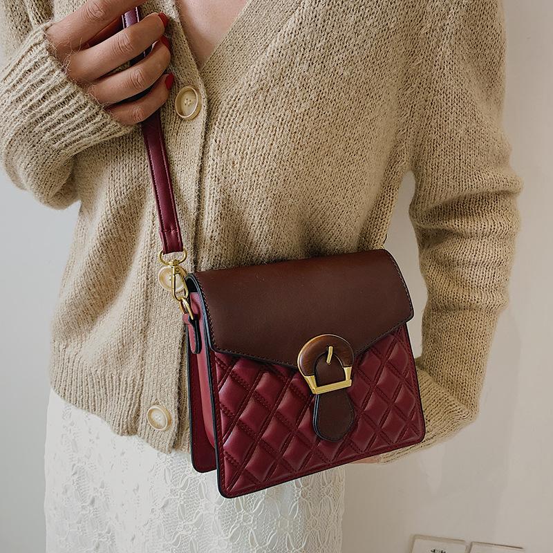 

Evening Bags Women Retro Messenger Autumn Winter Pu Leather Rhombus Lock Bag High Quality Fashion Embroidery Thread Small Square