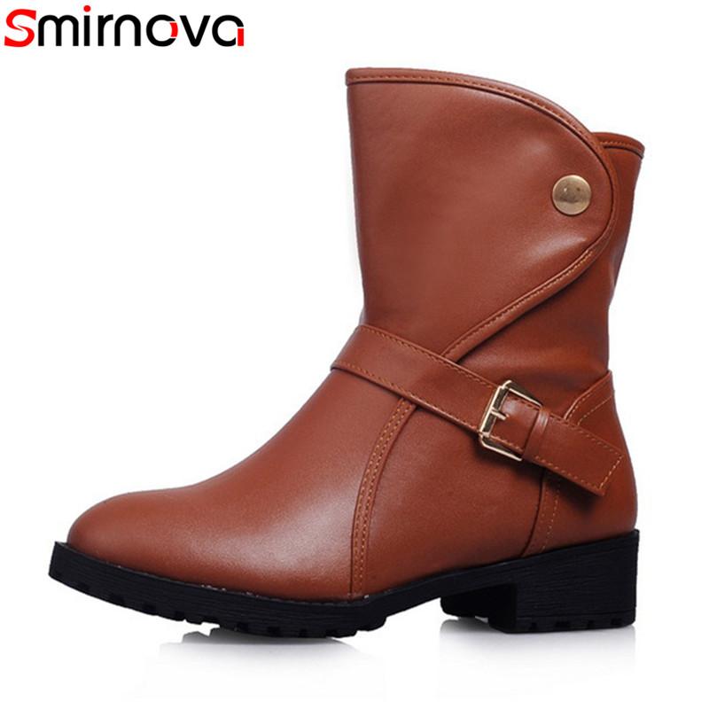 

Smirnova 2020 new arrival women brand boots slip on flat casual shoes round toe ankle boots ladies keep warm winter shoes, Beige
