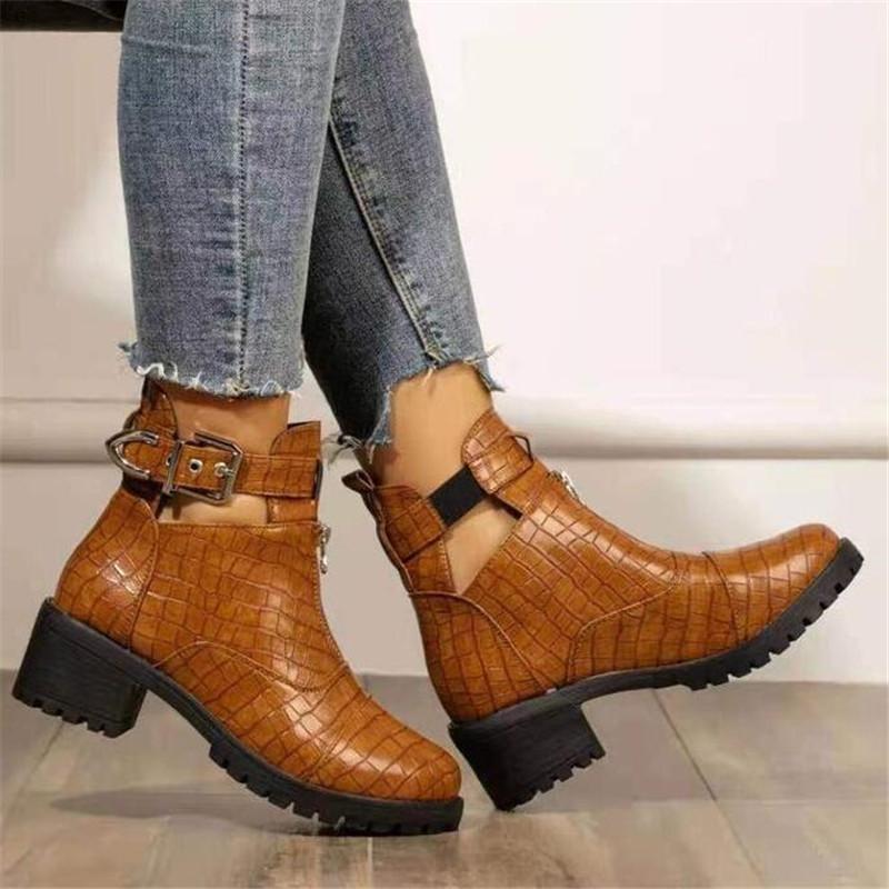 

Fashion Women's Riding Boots 2021 New Platform Women's Leather Boots Thick Heel Large Size Round Toe Fashion Shoes, 01