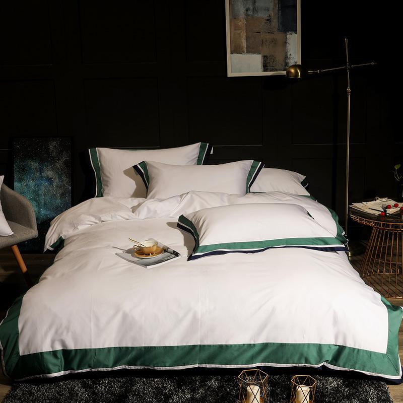 

Egyptian Cotton Duvet Cover Set Embroidery 4pcs Queen/King Size Bedclothes Cover Quilt Frame Bedding Flat Sheet Hotel Sets Lace
