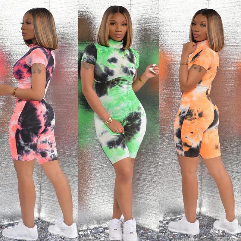 

2020 Summer New Women' Printed Hip Short Sports Yoga Jumpsuit Set1, Green