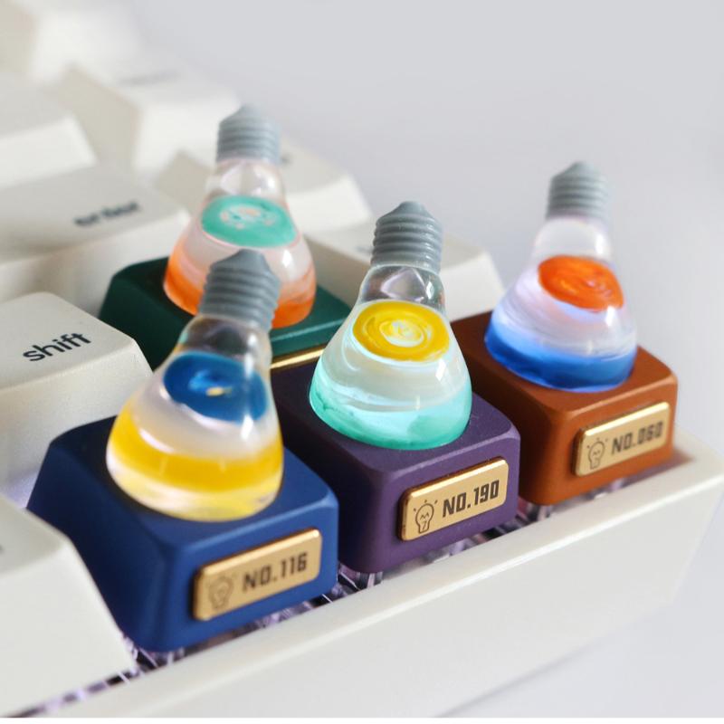 

Resin Bulb Design Metal Keycaps For Cherry Mx Switch Mechanical Gaming Keyboard DIY Replace Aluminum Alloy Backlit Keycaps