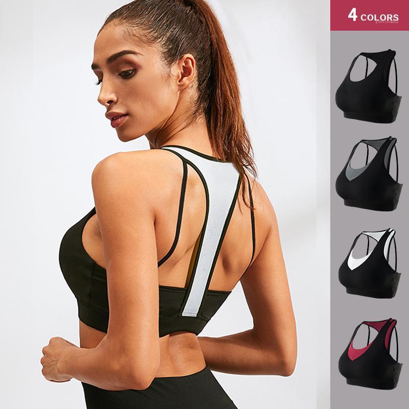 

Quick Dry Women Sports Bras Breathable Women Running Workout Bra Sexy Fitness Gym Push Up Sport Top Padded Sports Bras Vest1, Black