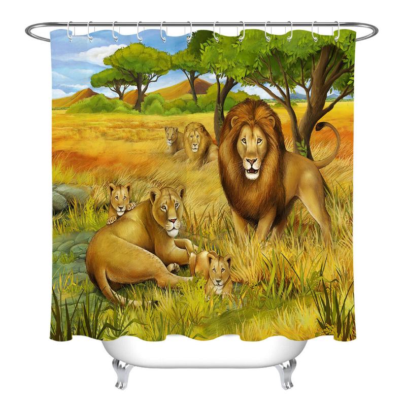 

Prairie Lion Family Shower Curtain Liner Polyester Fabric Bath Accessory Sets