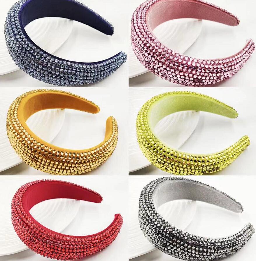 

Designer Full Crystal Rhinestone Sponge Embellished Padded Headband Girl Party Handmade beaded Luxury Hairband Hair Accessories, Silver