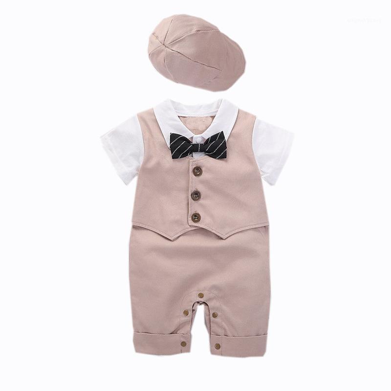 

Summer New Style Infant Childrenswear Gentleman Formal Dress BOY'S Short Sleeved Kazakhstan False Waistcoat Onesie/Crawling Clot1, Khaki