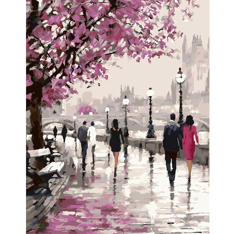 

Wholesale-Frameless Cherry Blossoms Road Diy Oil Painting By Numbers Kits Wall Art Picture Home Decor Acrylic Paint On Canvas For Artwork1