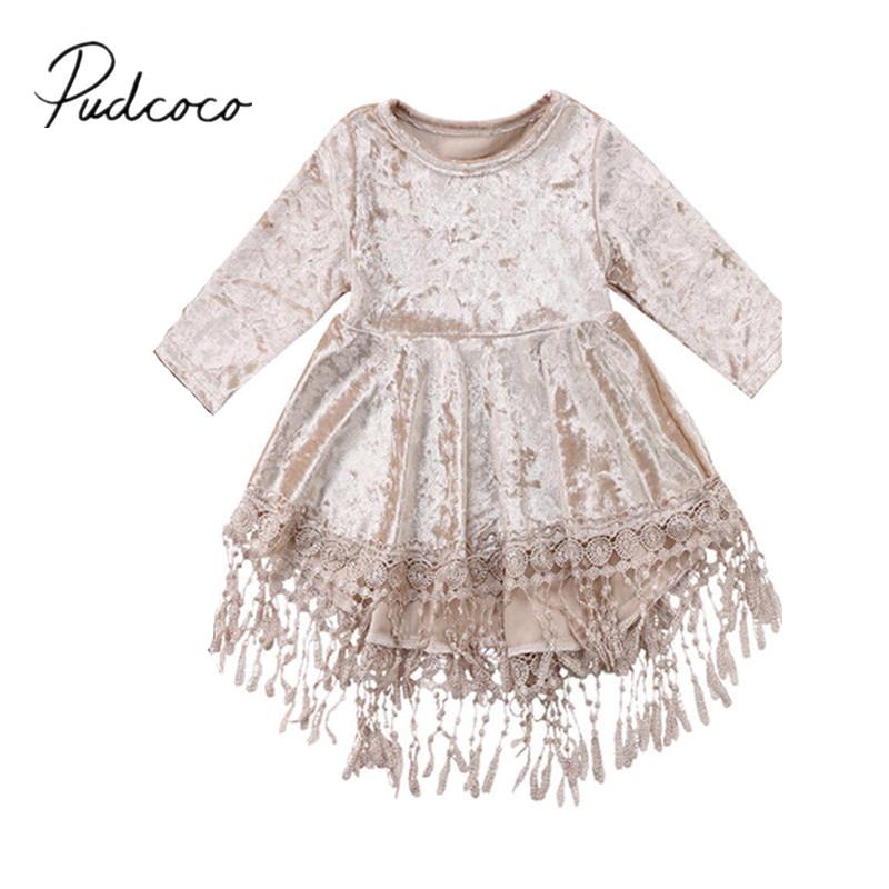 

Girl's Dresses 2021 Brand Toddler Infant Child Kids Velvet Tassel Baby Dress Girls Princess Bridesmaid Pageant Longsleeve 6M-5T, Red;yellow