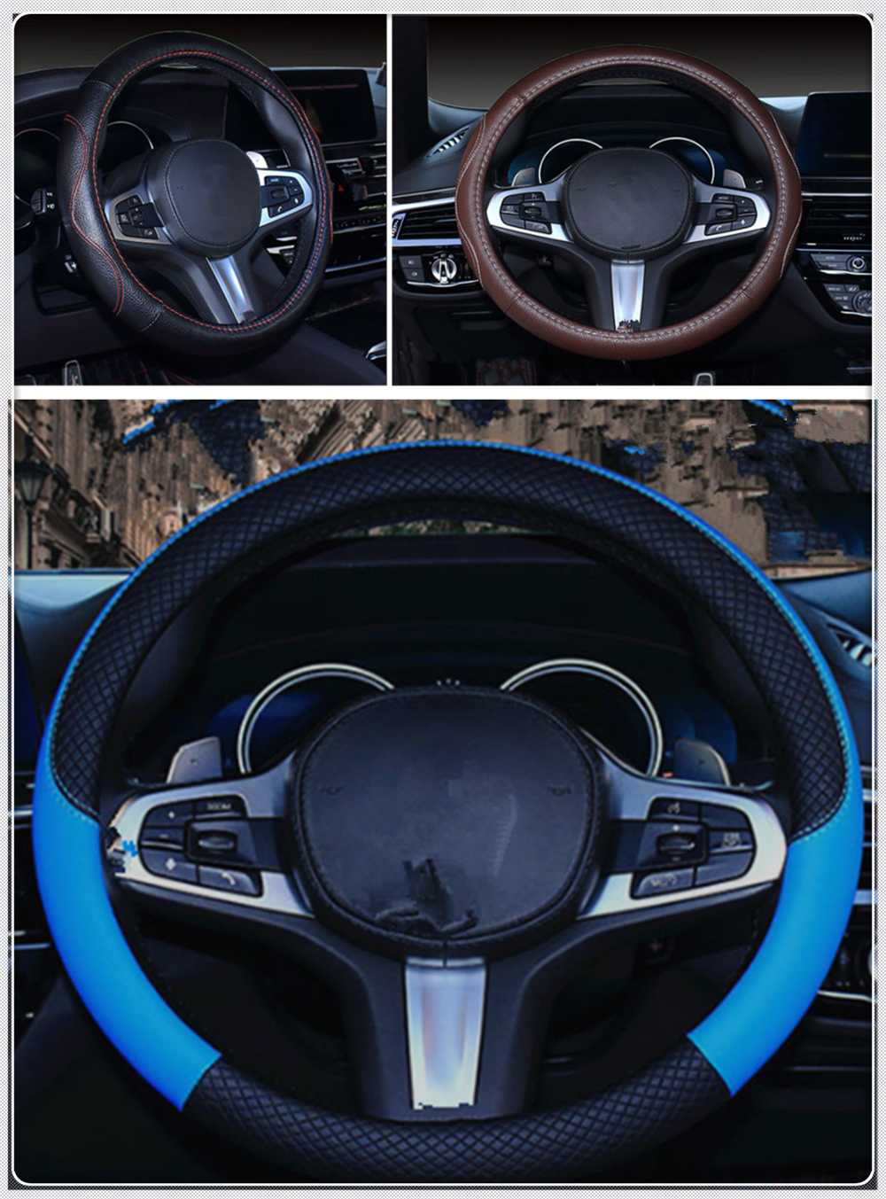 

car auto steering wheel cover 38 cm or 15 inch leather PU for Kia Soul Forte5 Cadenza Telluride Pro Venga