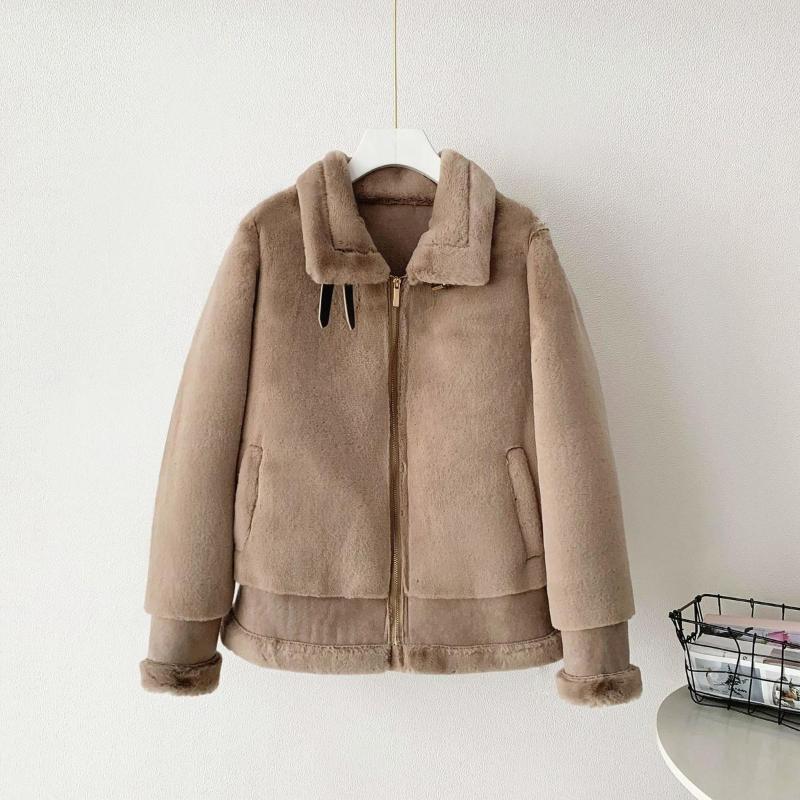 

Women New 2021 Autumn Winter Coat Faux Fur Coats Parkas Female Thicken Warm Bomber Jacket Fashion Ladies Casual Outerwear S772, Dark coffee