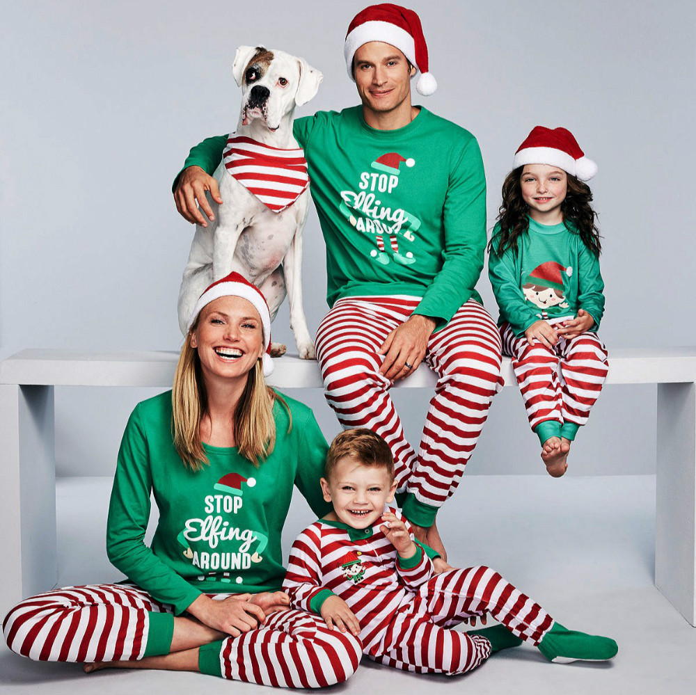 

2020 Special Occasions Deer Adult Kid Family Matching Clothes Top+Pants Xmas Red Green, Orange