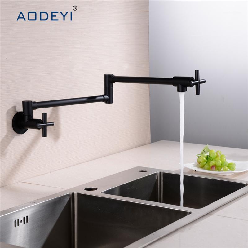 

Kitchen Tap Brushed Nickel ORB Wall Mounted Pot Filler Faucet with 24" Double Jointed Swinging Spout From1