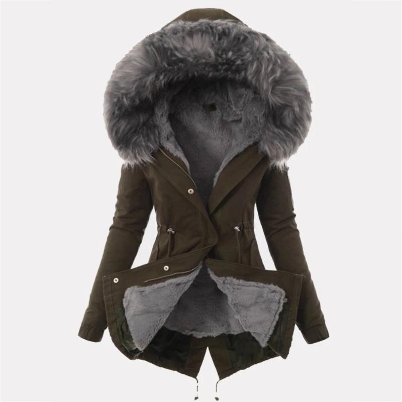 

2019 New Parkas Female Women Winter Coat Thickening Cotton Winter Jacket Womens black faux fur Outwear Parkas for Women1, Red