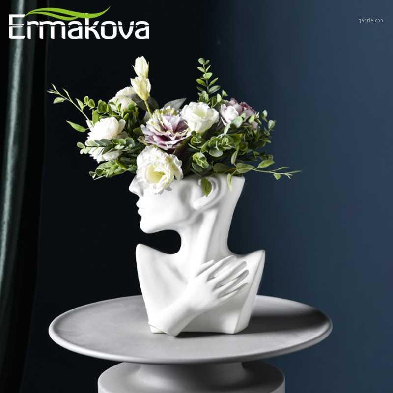 

ERMAKOVA Nordic Ceramics Vase Human Head Abstract Half body Flower Pot Flower Arrangement Human Face Modern Home Decoration1