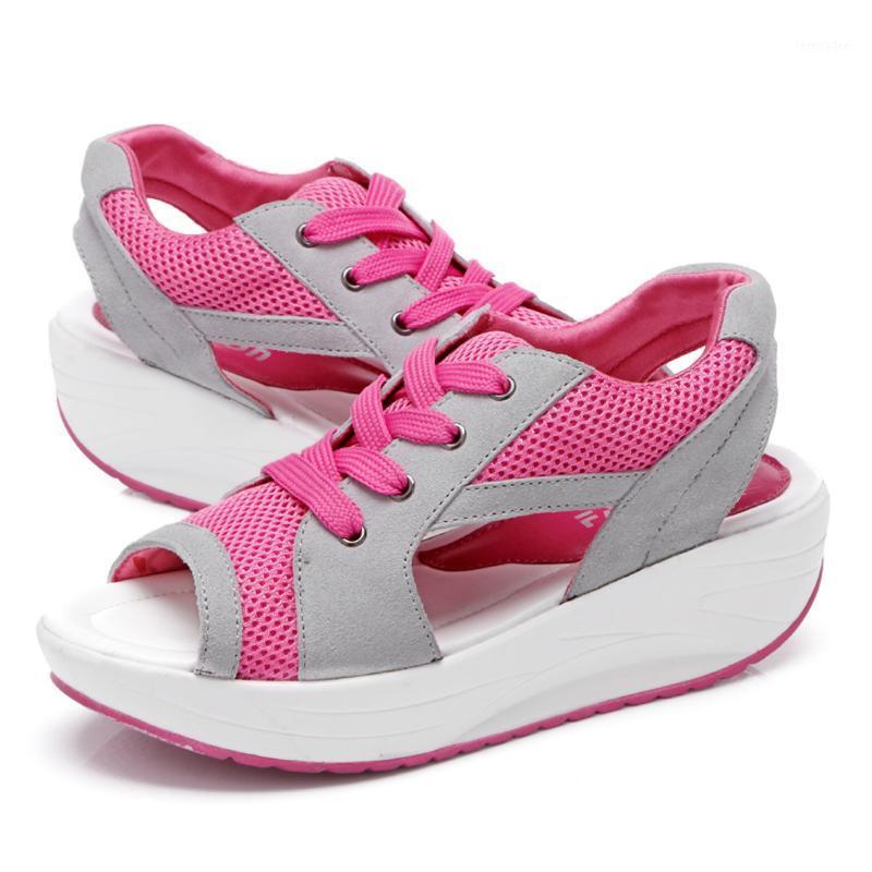 

SAGACE Ladies Shoes Sexy Outside Fashion Fish Mouth Thick Bottom Increase Casual Shoes Sports Platform Med 3cm-5cm Mesh1, Gn
